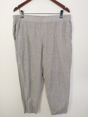 Eileen Fisher Stripe Linen Blend Ankle Pants Size Large